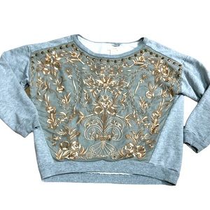 Sundance gray crop sweatshirt w/ embroidery/medium